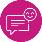 Icon of a chat box and smiley face, representing a positive discussion with your loved one about their substance use