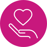 icon of a hand holding a heart, representing substance use treatment support for your loved one