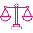 Icon of the scales of justice, representing that Navigator embraces acceptance of all individuals with substance use disorder